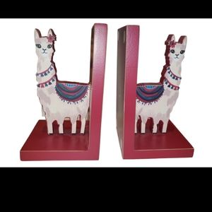 Primitives By Kathy Wood Hot Pink Llama Bookends Pair Set Baby Kids Room